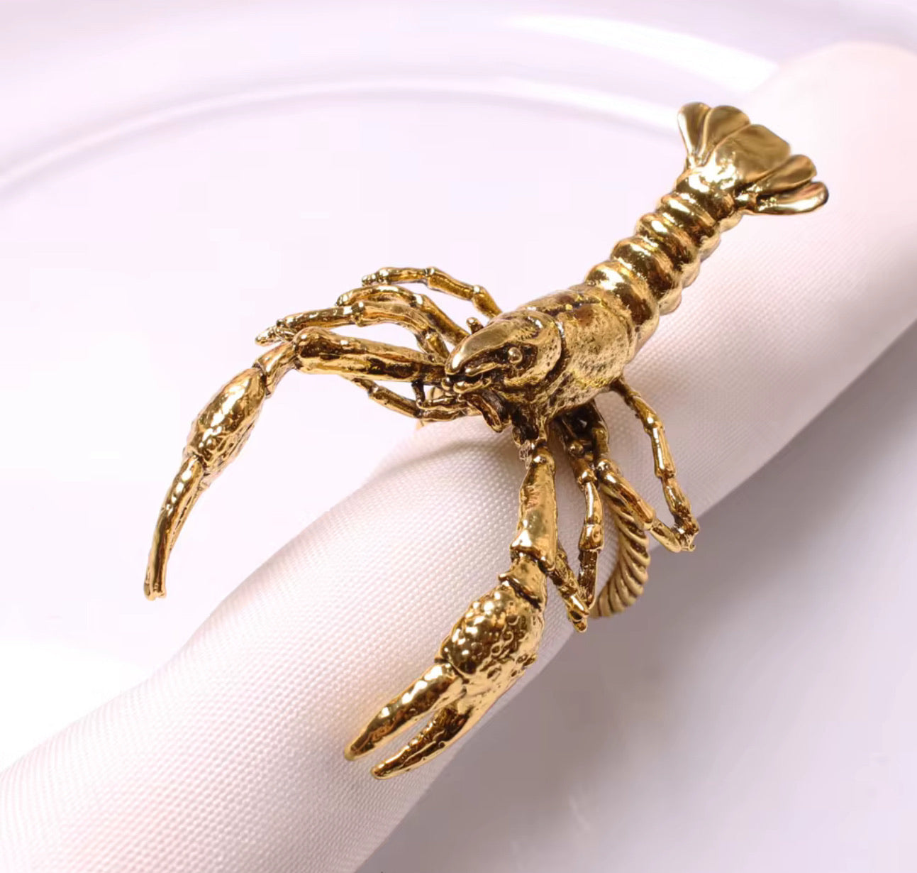 Luxe Lobsta - Antiqued Gold Lobster Napkin Rings (Set of 4)