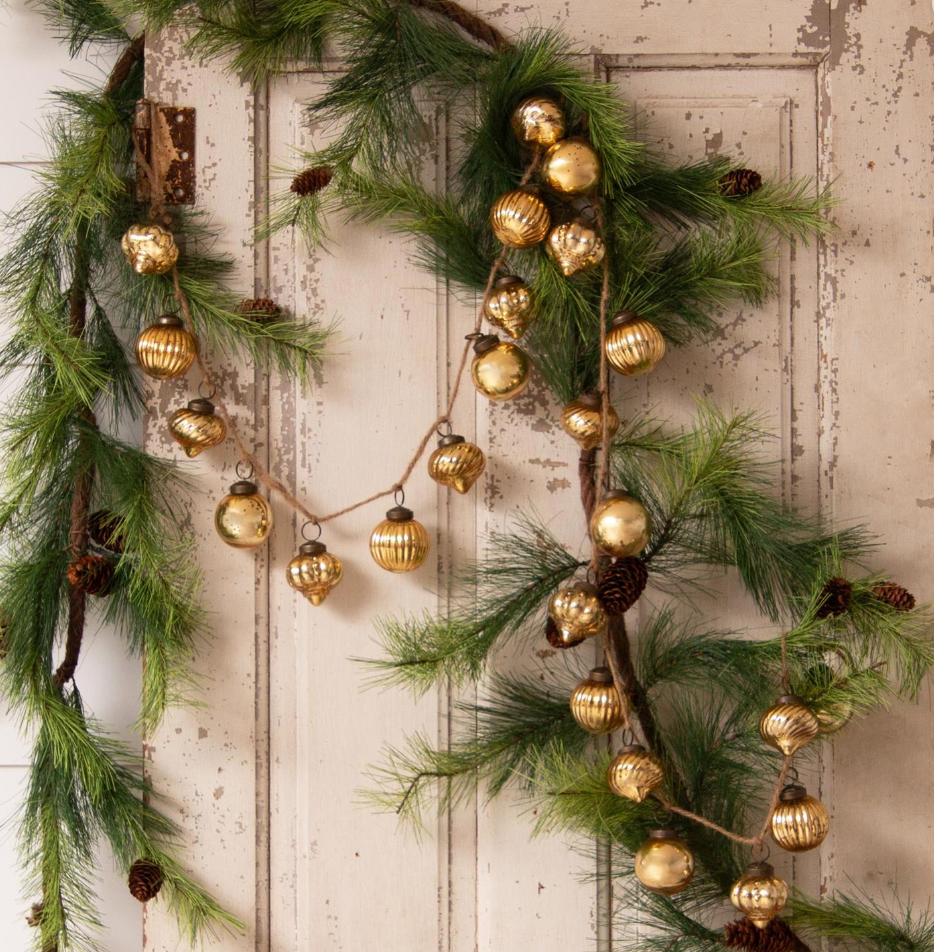 Vintage Gold Mercury Galss Ornament Garland