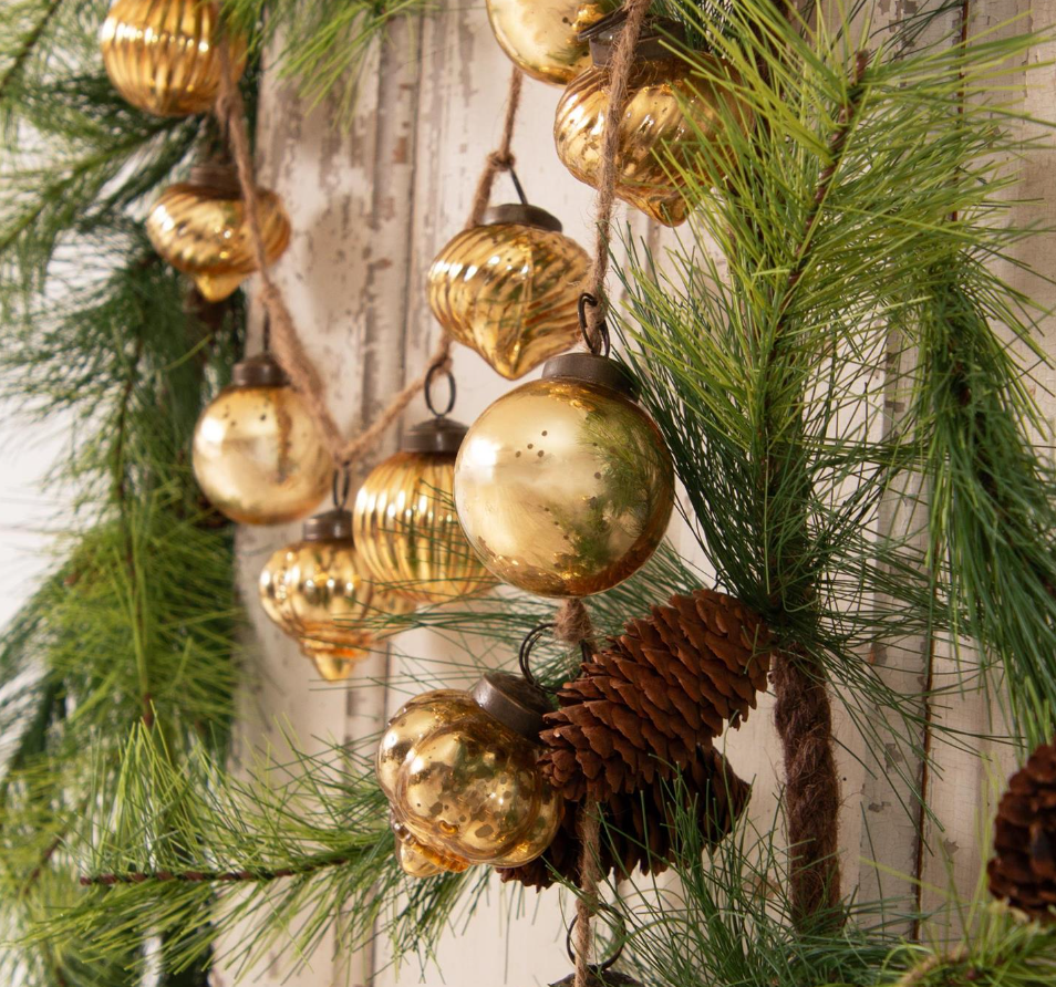 Vintage Gold Mercury Galss Ornament Garland