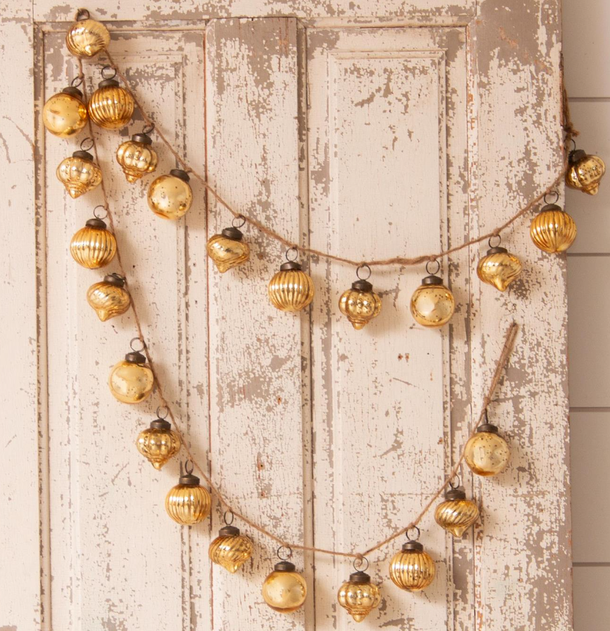 Vintage Gold Mercury Galss Ornament Garland