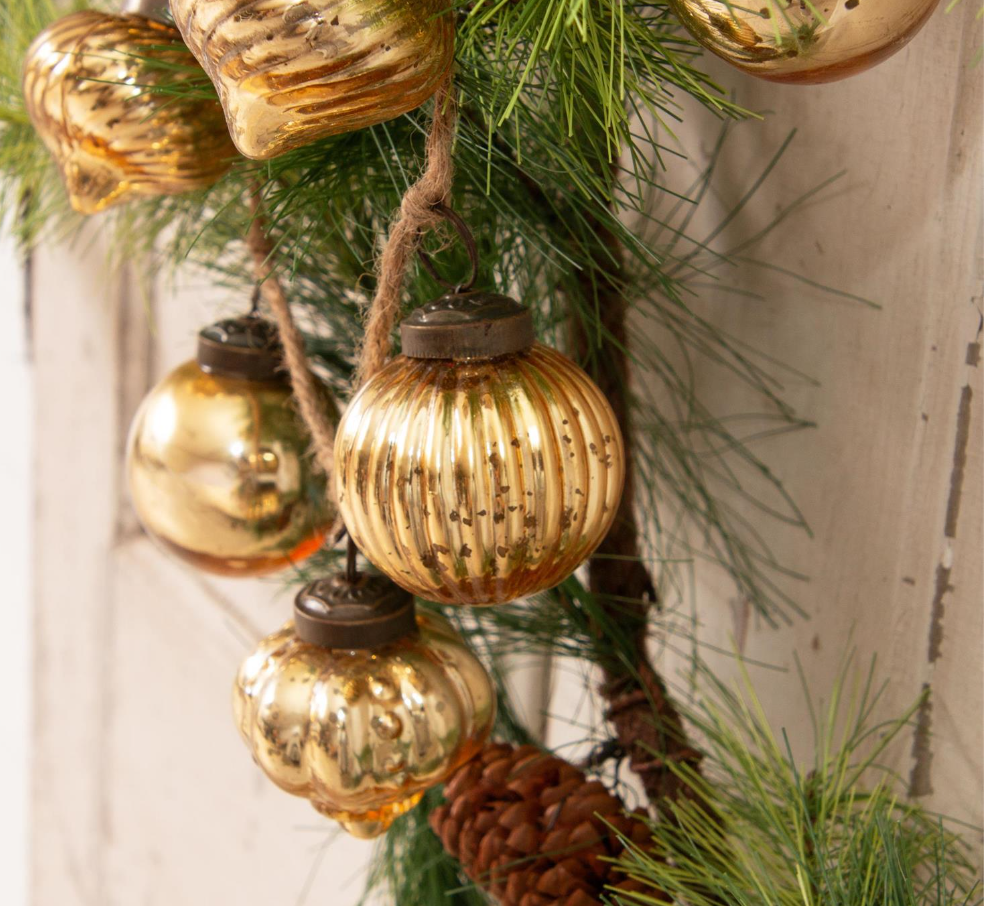 Vintage Gold Mercury Galss Ornament Garland