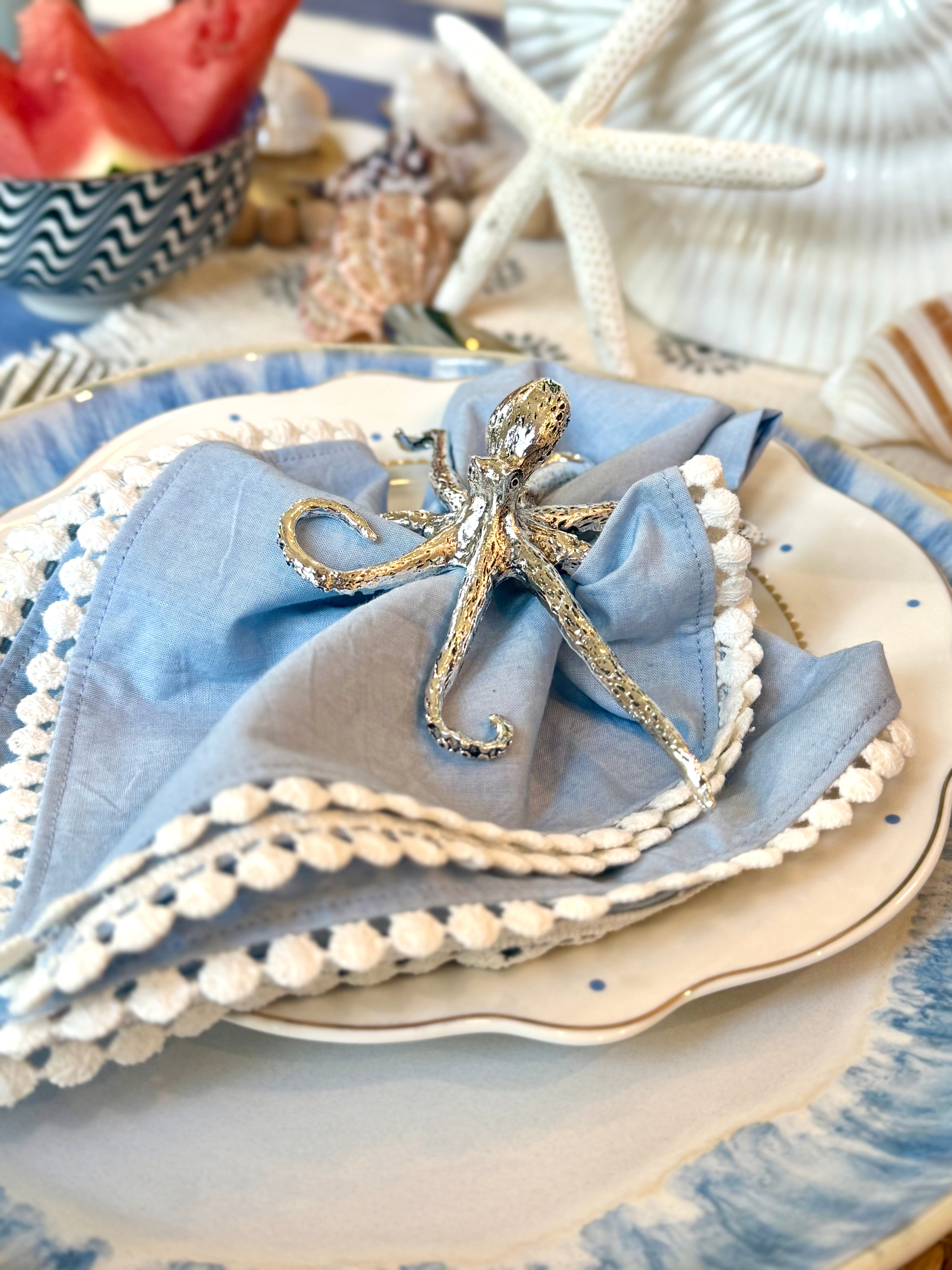 Oracle of The Sea - Pewter Octopus Napkin Rings (Set of 4)