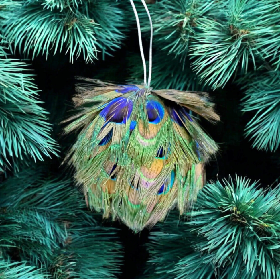 Peacock Feather Orb Ornaments