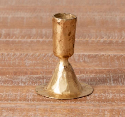 Gold Tone Hammered Candle - Set of 4