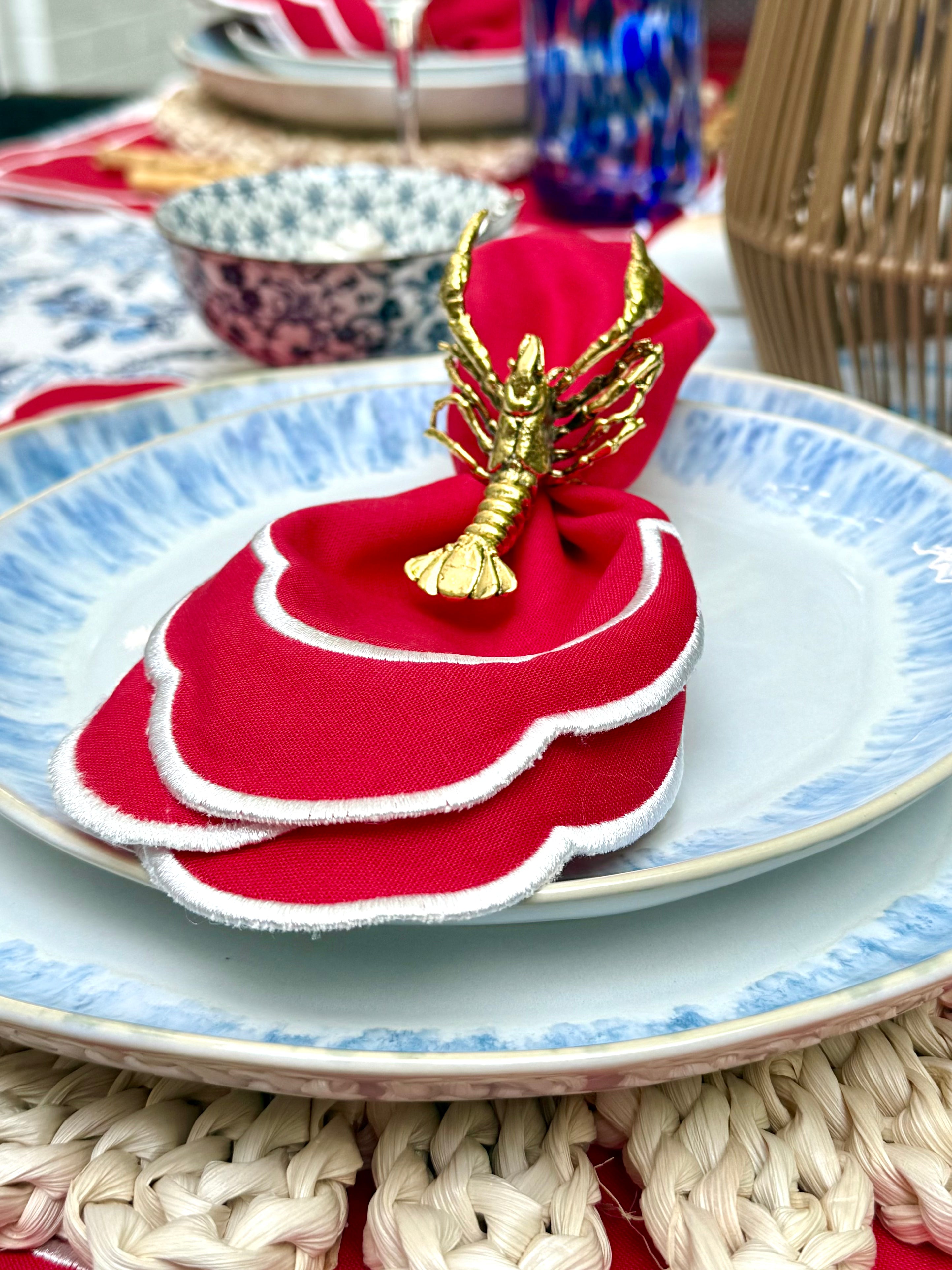 Luxe Lobsta - Antiqued Gold Lobster Napkin Rings (Set of 4)