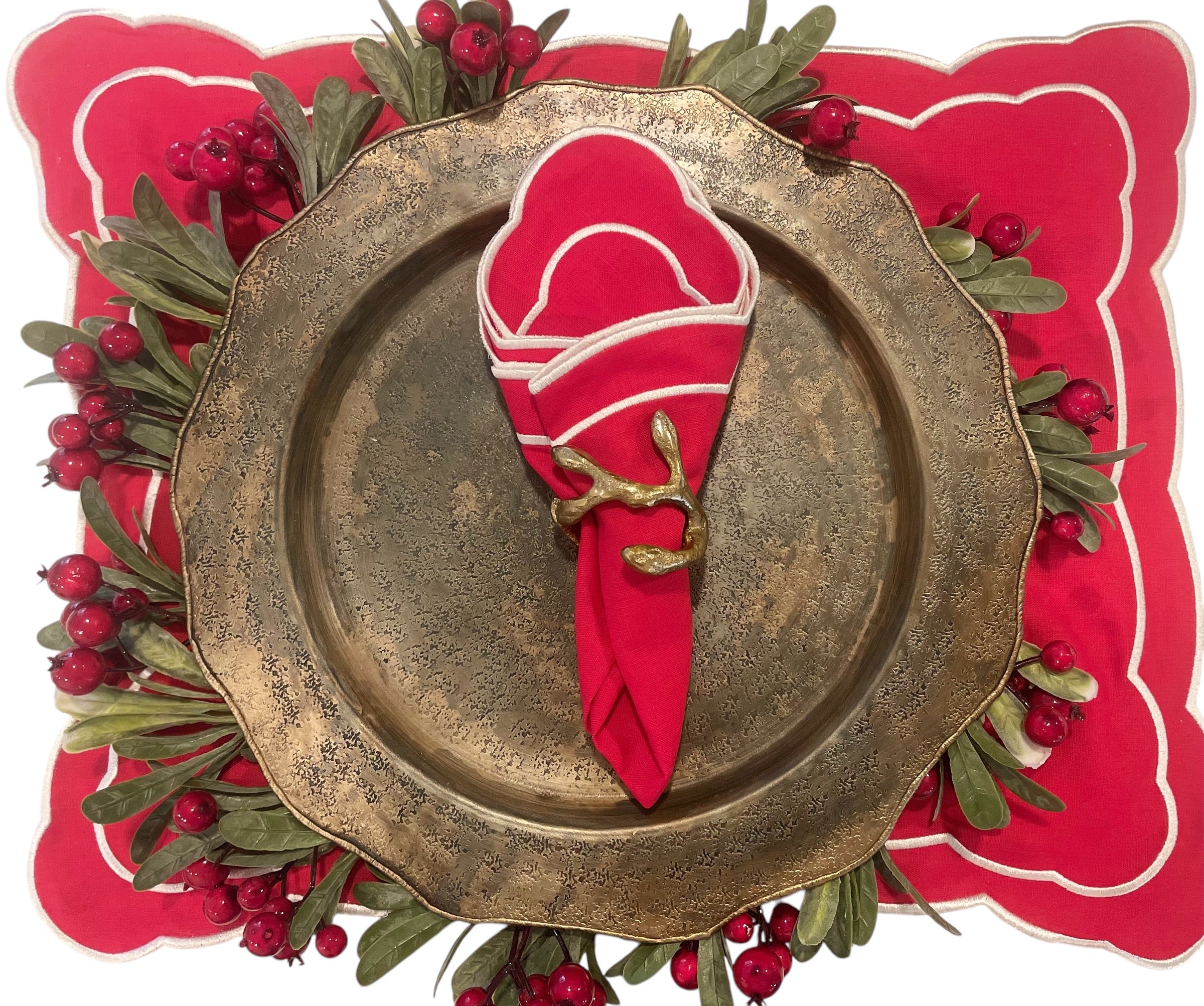 Scalloped Bronze Hammered Metal Charger