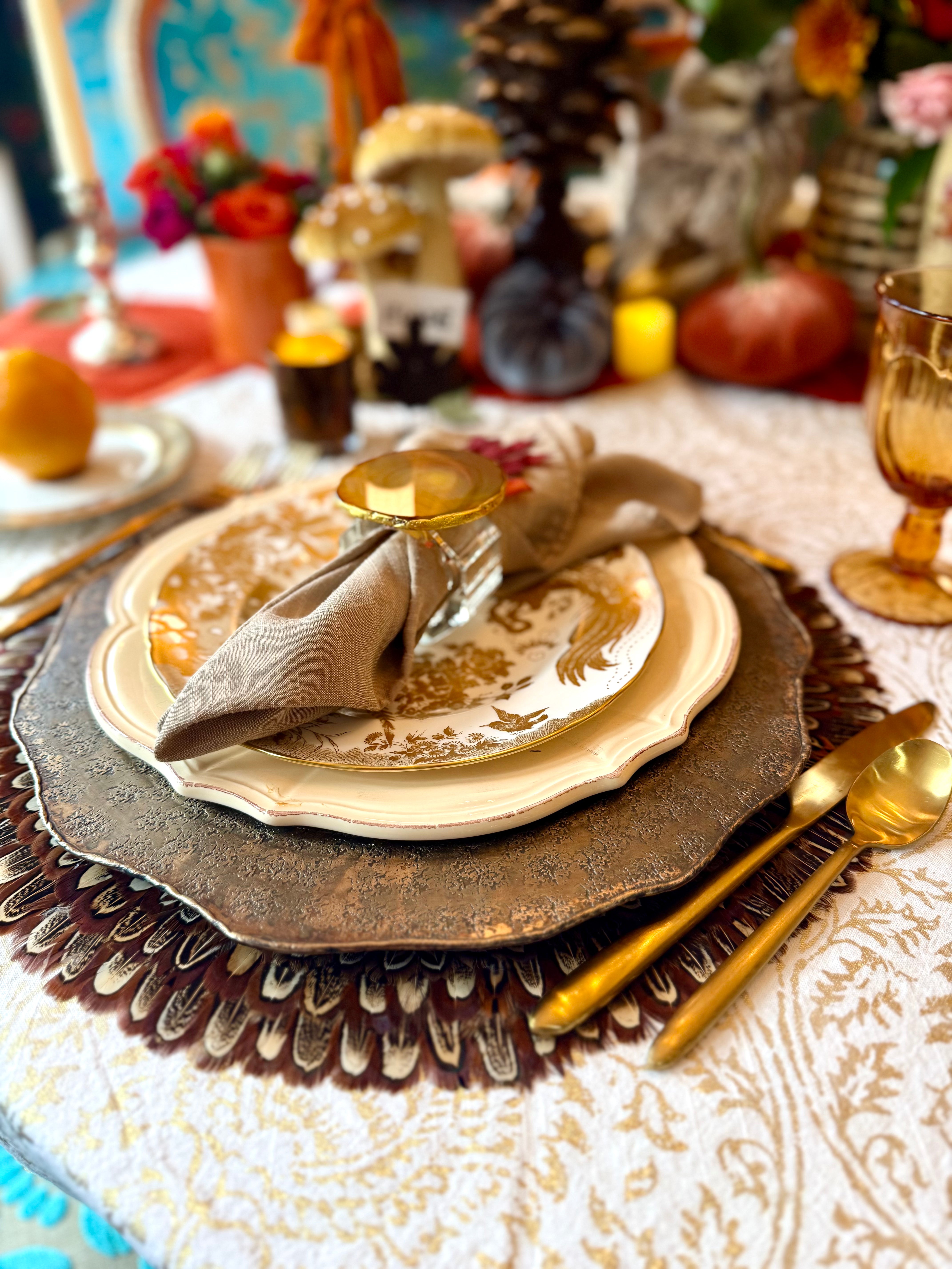 Large Brown Pheasant Feather Placemats