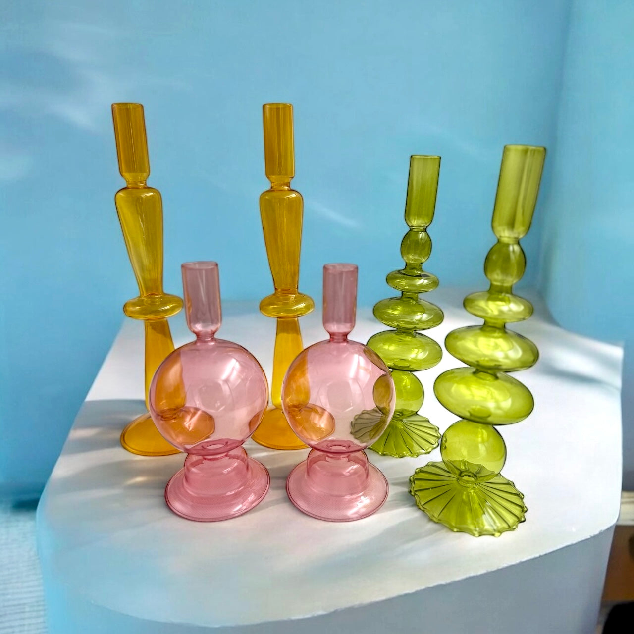 Light & Air Modern Glass Candle Holders
