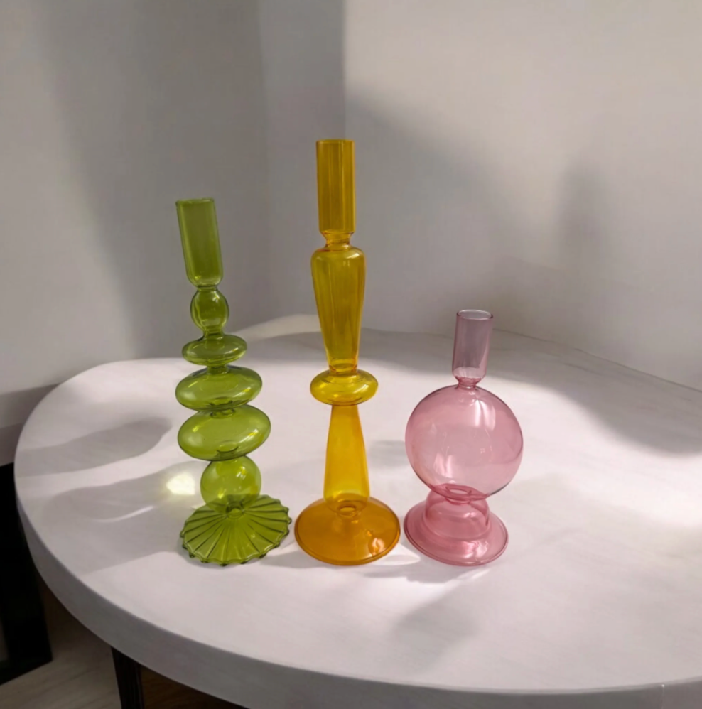 Light & Air Modern Glass Candle Holders