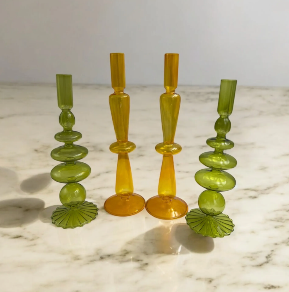 Light & Air Modern Glass Candle Holders