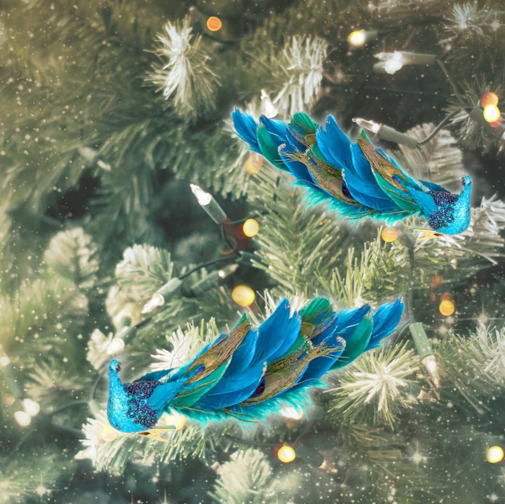 Feathered Peacock Clip On Ornament