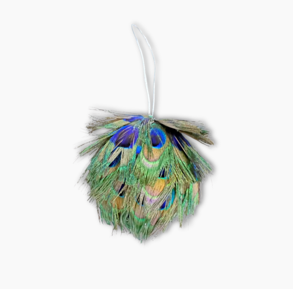 Peacock Feather Orb Ornaments