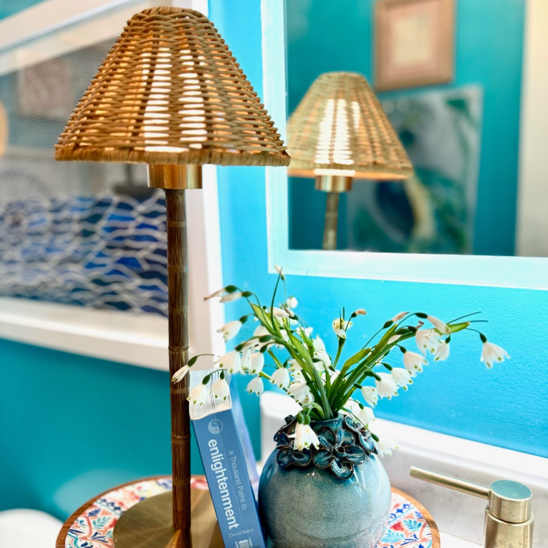 Bamboo & Rattan Rechargeable Lamp