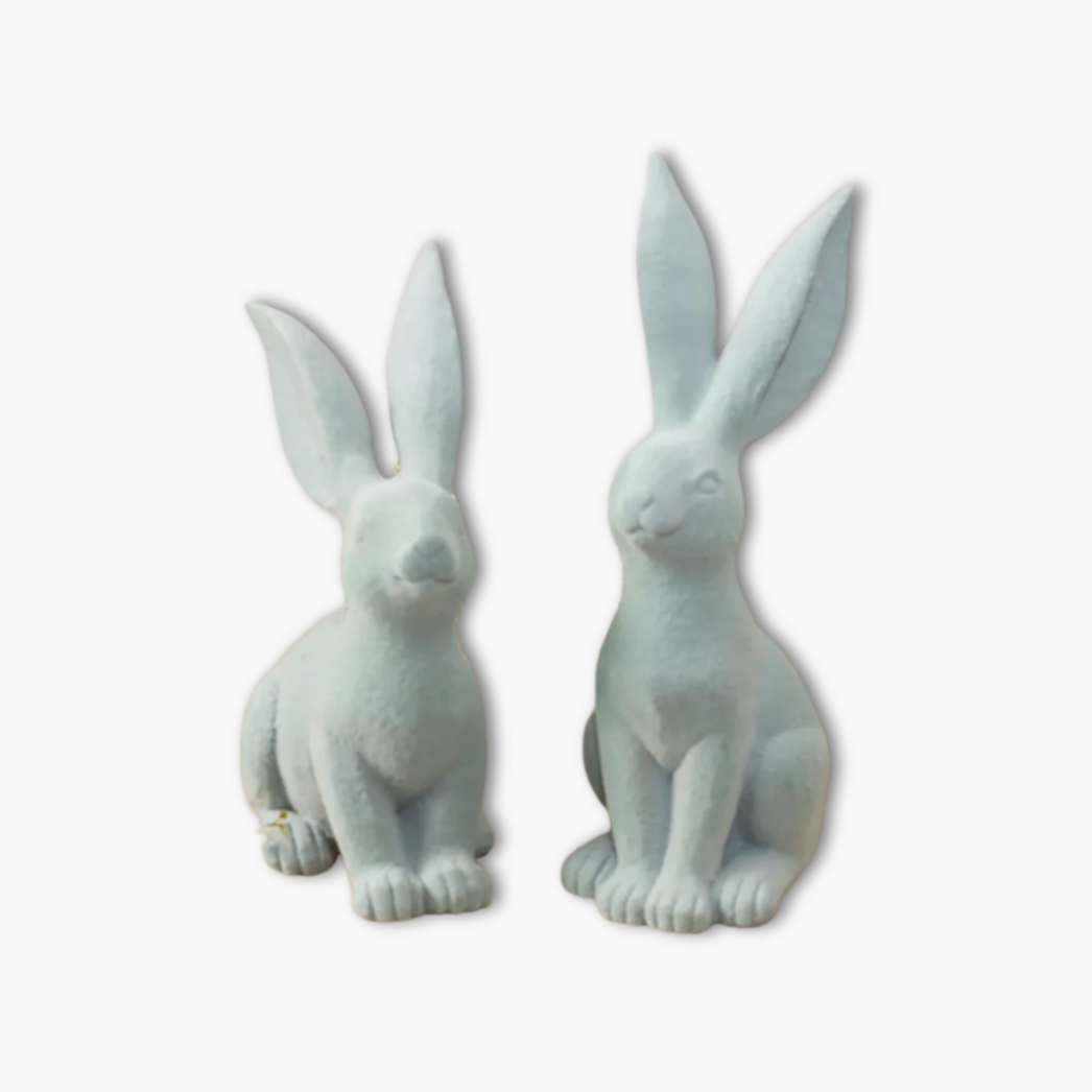 Thistle and Clover Flocked Bunnies ( pair )