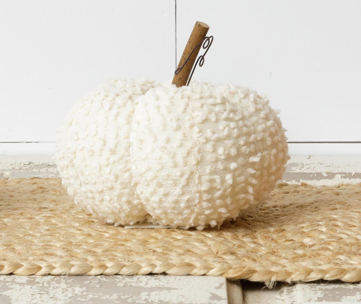 Fun and Festive White Fabric Pumpkin